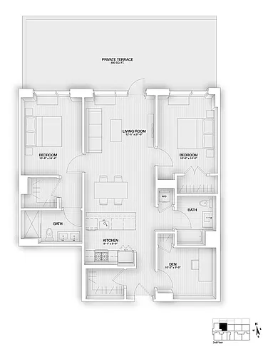 Floor plan 209 w Private Terrace