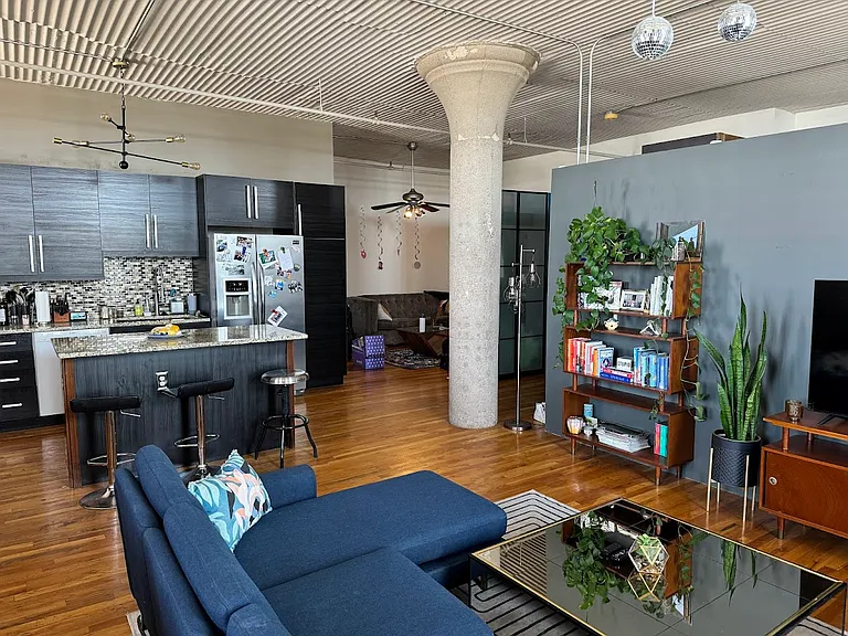 high ceilings and hardwood floors