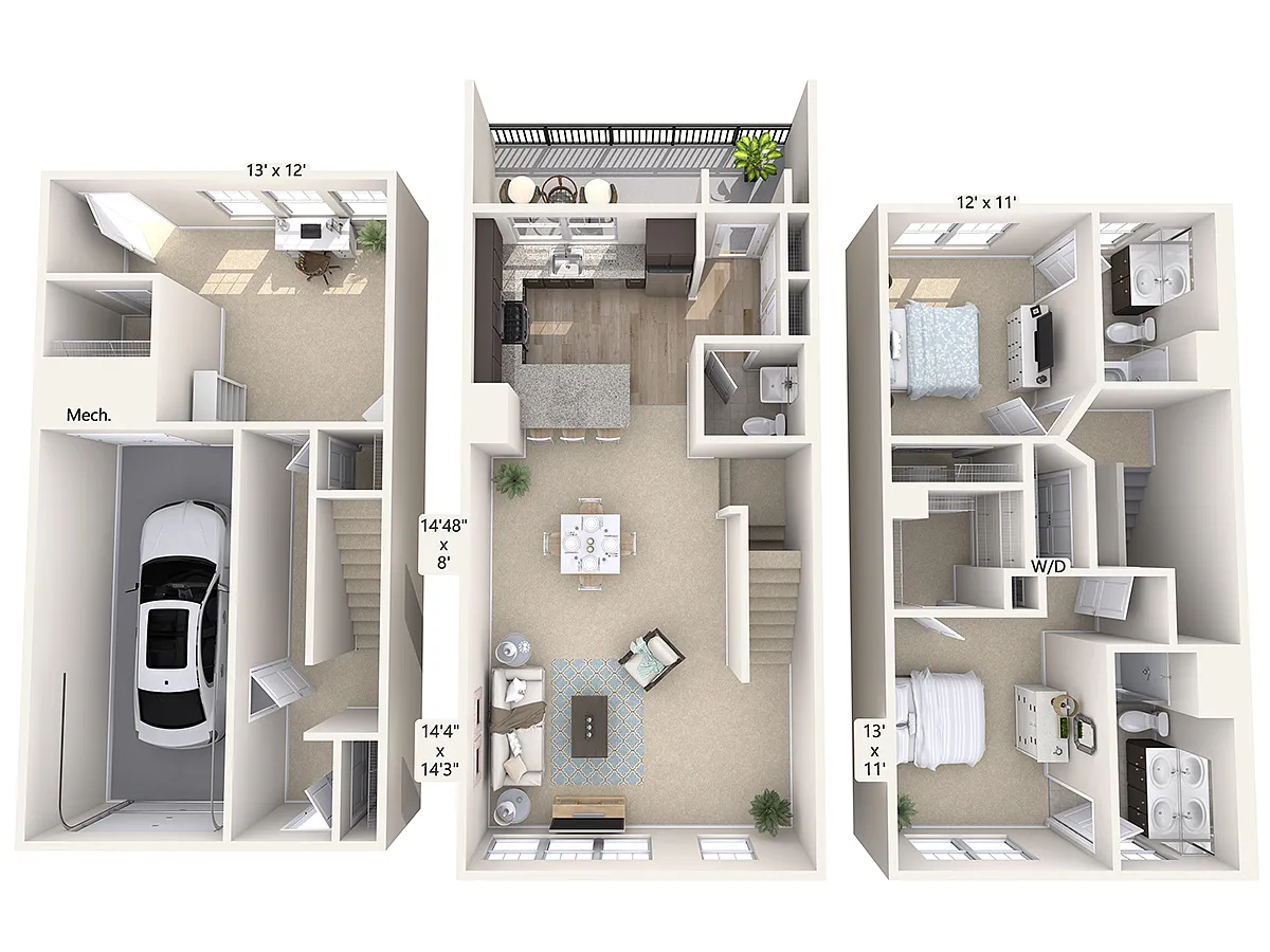 Floor plan B1T-1748sq-Stainless-den with windows