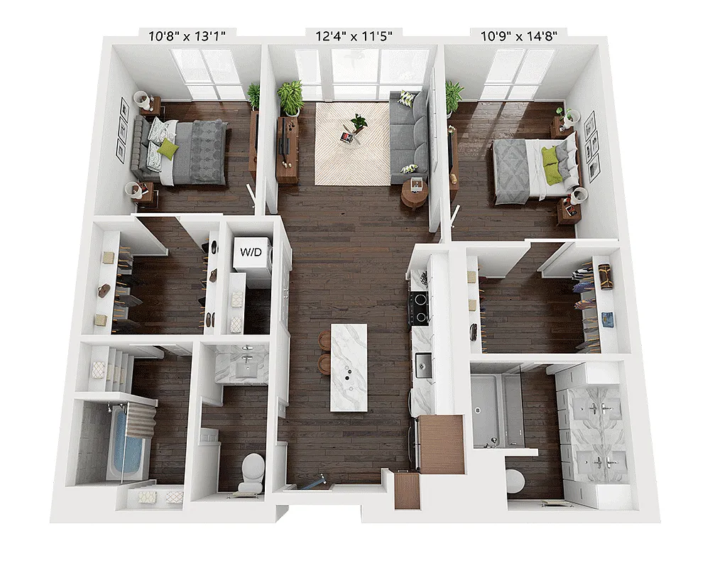 Floor plan Two Bedroom B2H