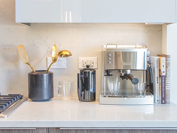 Kitchen with sleek countertops
