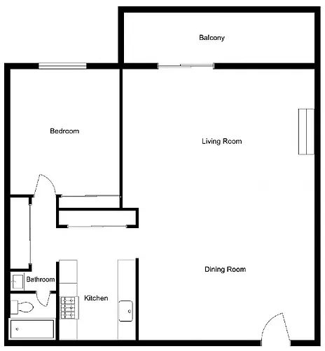 Floor plan 1 Bedroom Unit