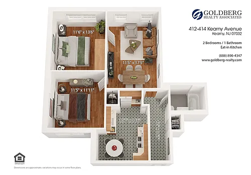 Floor plan Two Bedroom One Bath