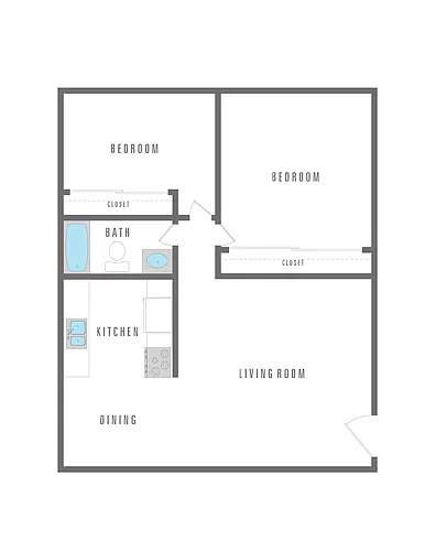 Floor plan 2 Bedroom 1 Bath