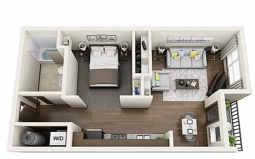 Floor plan Open 1 Bed E