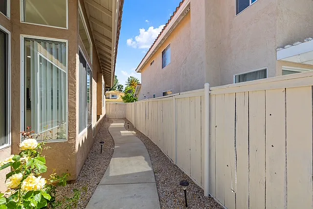 Side yard with a pet door