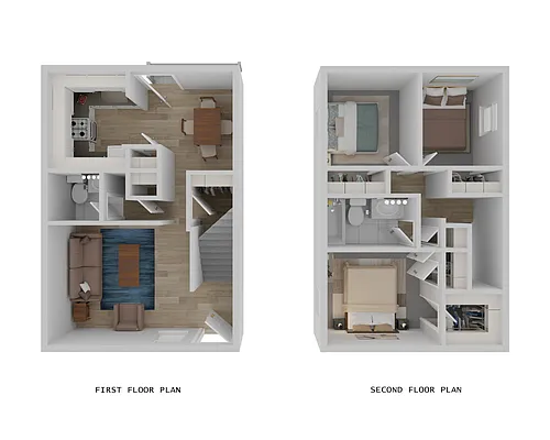 Floor plan 3 x1.5 Apartment Townhome Style - Classic