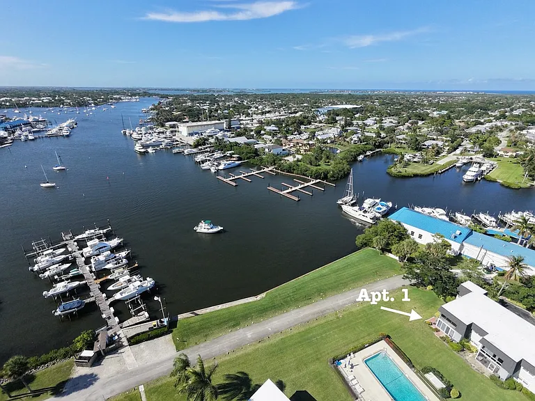 Apt. 1, dock, and Manatee Pocket looking toward ocean