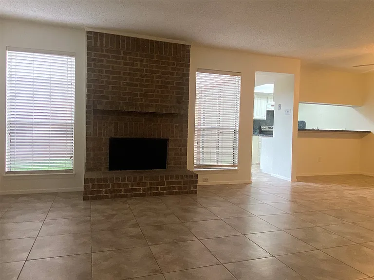 Wood burning fireplace. Open
 design.