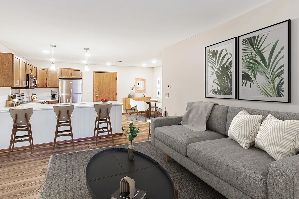 One bedroom, one bath open concept - Brookfield Highlands Apartments 55+
