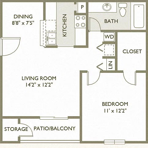 Floor plan One Bedroom Large