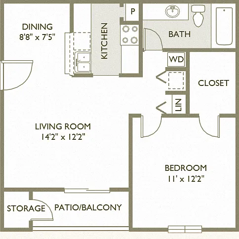 Floor plan One Bedroom Large