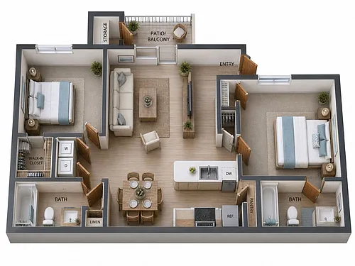 Floor plan 2 Bedroom | 2 Bathroom