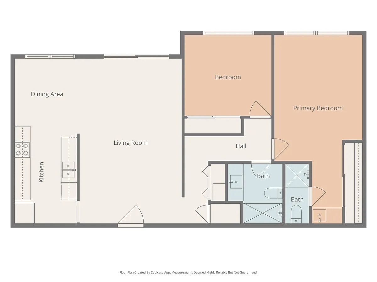 Floor plan 2 Bedroom 2 Bath Corner Unit