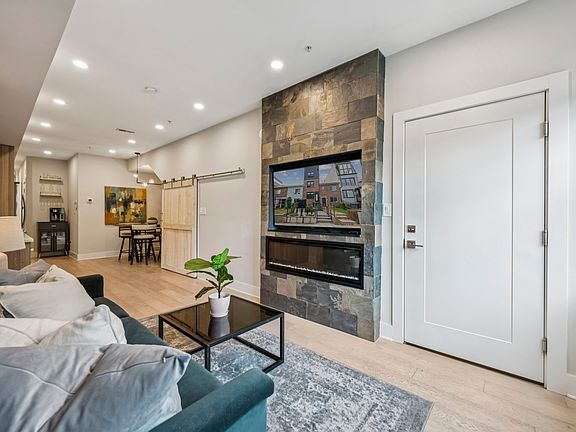 Accent stone electric fireplace wall