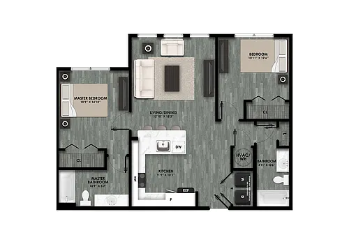 Floor plan B2 - 60% AMI