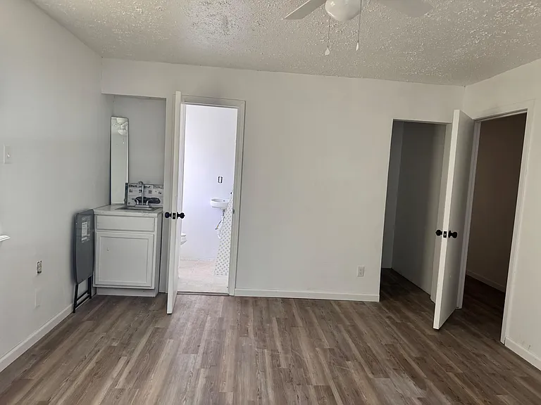 Your kitchenette, bathroom and walk-in closet view