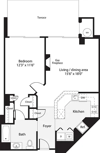 Floor plan 1 Bedroom K