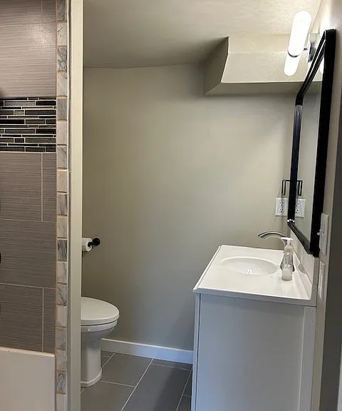 New bathroom, lots of light.