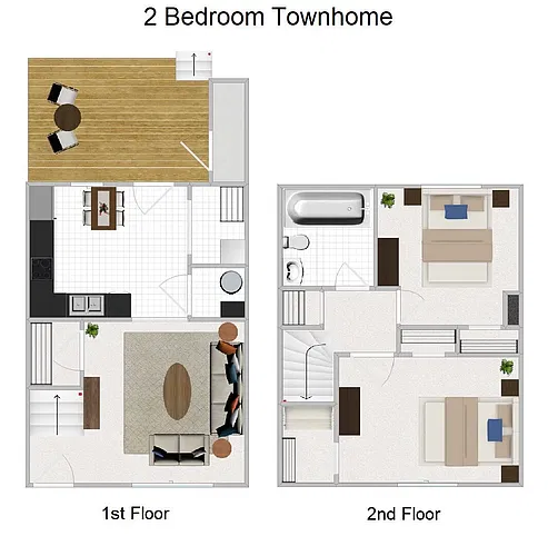 Floor plan 2 Bedroom Townhome