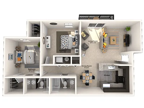 Floor plan B2: 2 Bed 2 Bath