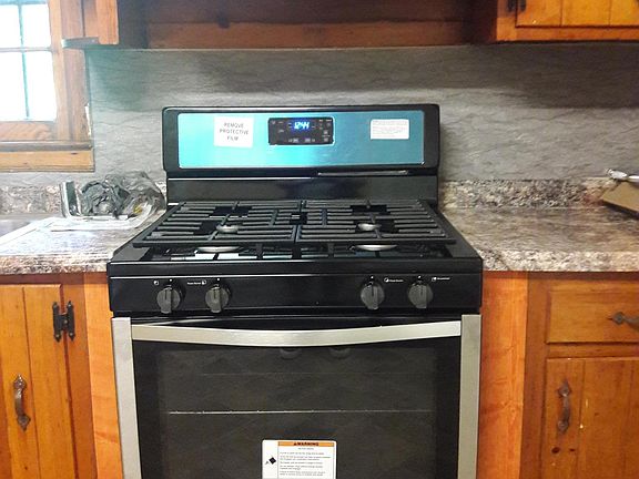 Stainless steel gas stove.