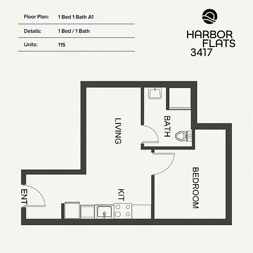 Floor plan 1 Bed 1 Bath A1