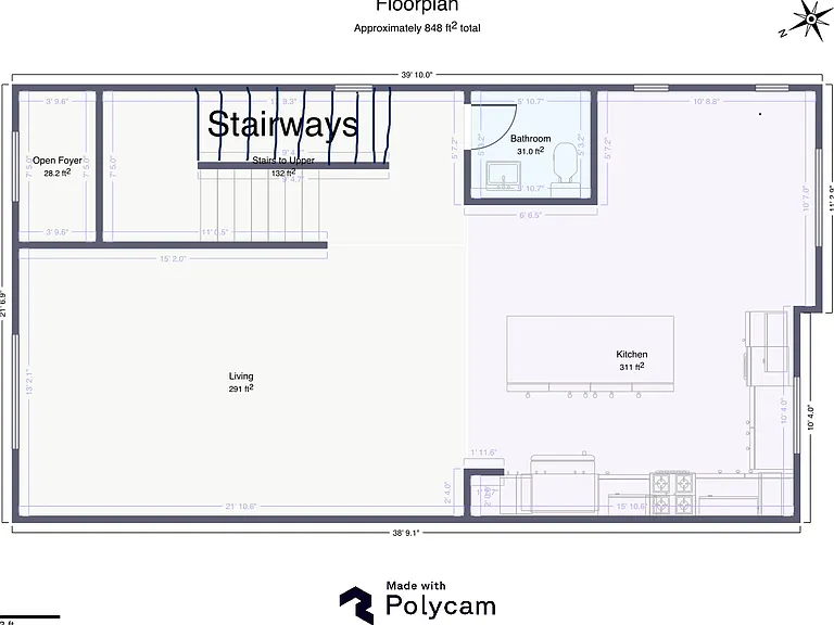 2nd fl floor plan generated with Polycam app for your reference only. Measurement accuracy to be determined.