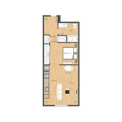 Floor plan Urban One Bedroom B1