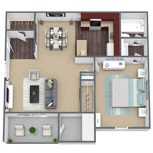 Floor plan A1: 1 Bed 1 Bath