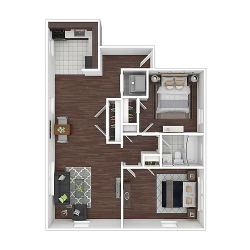 Floor plan 2 Bed - 1 Bath