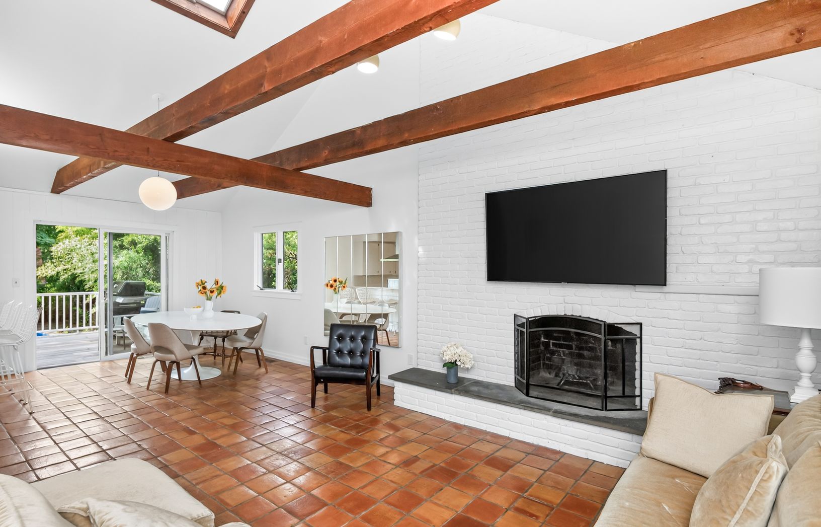  Brick wall & Stone hearth