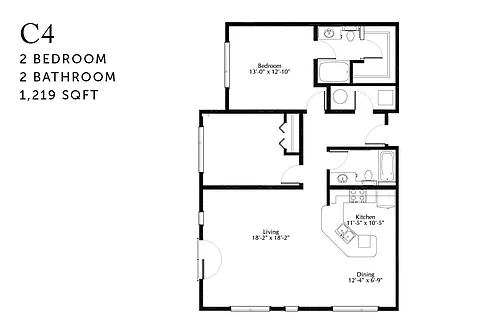 Floor plan C4r Two Bedroom Renovated