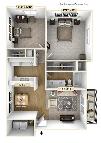 Floor plan Two Bedroom Pine