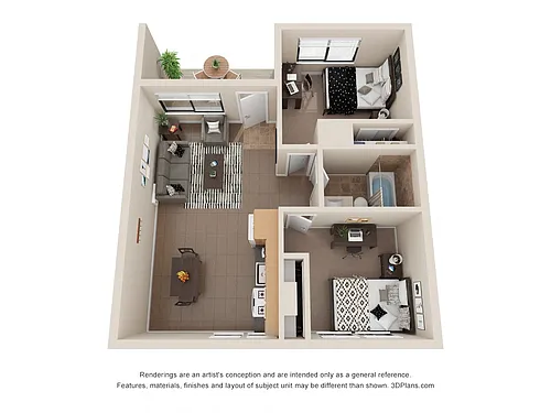 Floor plan 2 Bed 1 Bath Ground Floor; Budget-Friendly + Patio