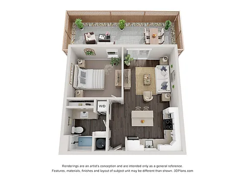 Floor plan 1 Bed 1 Bath B