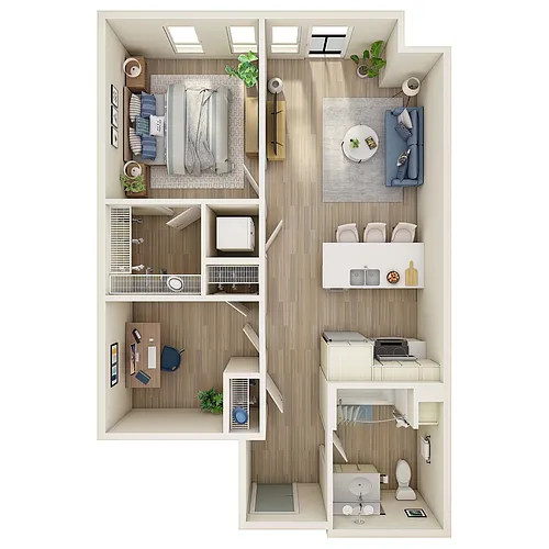 Floor plan 1 Bed, 1 Bath Den - MFTE - L