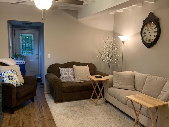 Exposed ceiling in living room