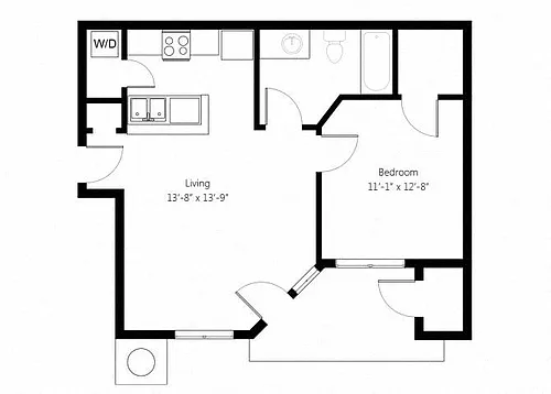 Floor plan Lincoln Junior 1bed 1bath