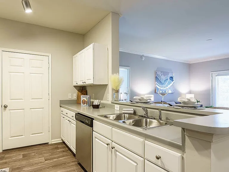 Experience the Seamless Blend of a Modern Kitchen and Cozy Living Space.