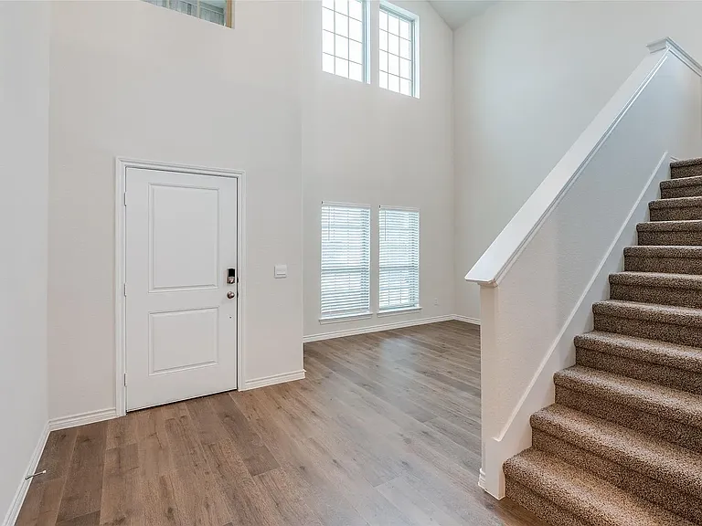 House door and stairs.