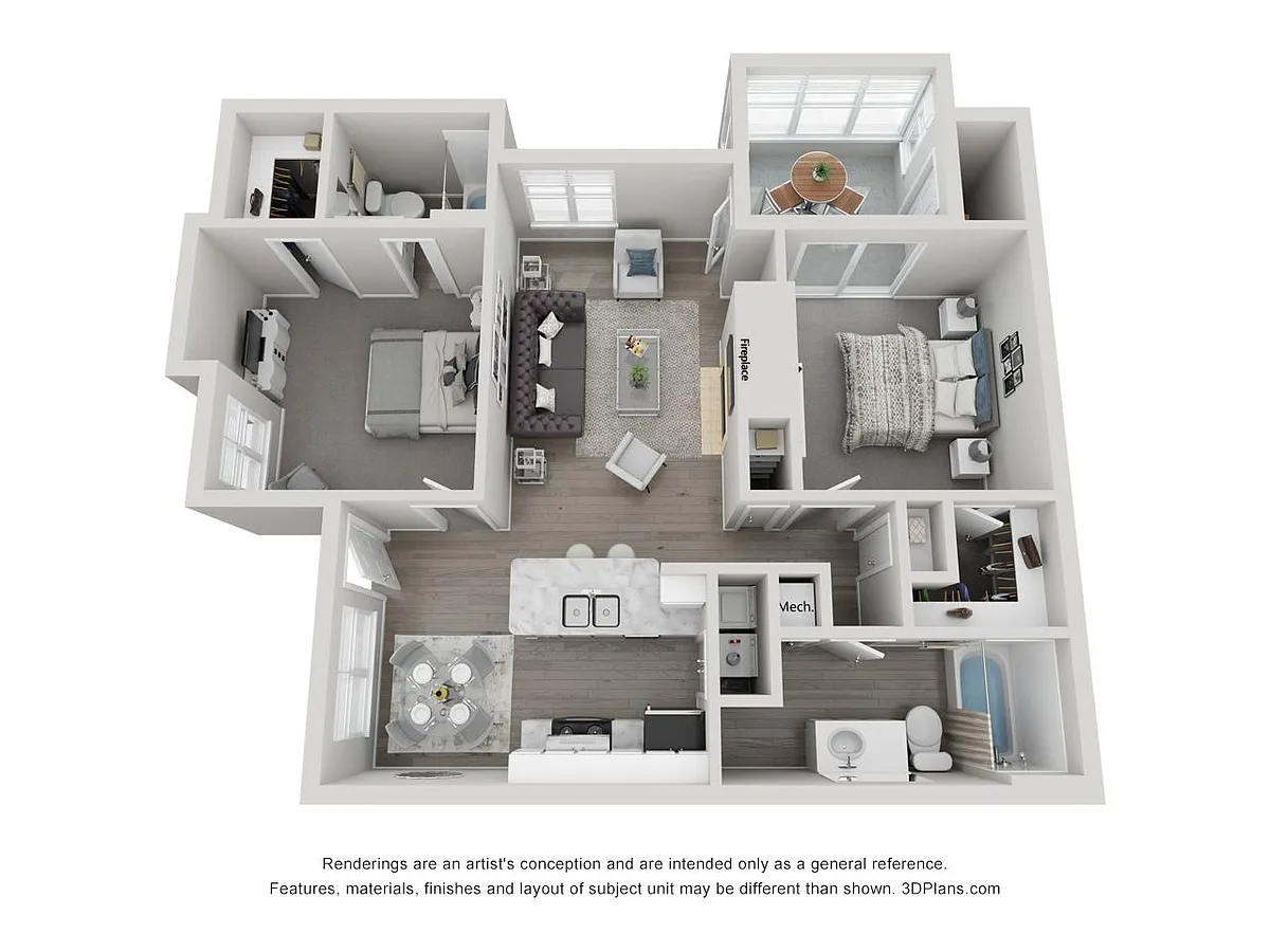 Floor plan Two Bedroom Garden