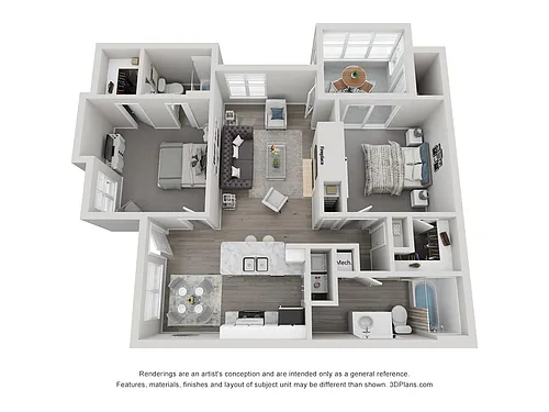 Floor plan Two Bedroom Garden