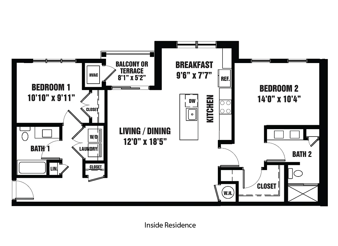 Floor plan Two Bedroom Daffodil