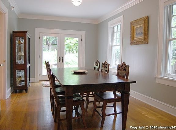 Huge (20 x 16) dining room has French doors to the rear patio.