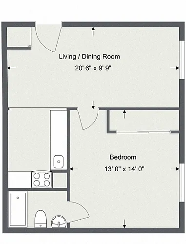 Floor plan 1 Bedroom 1 Bath-Talibrook Apt