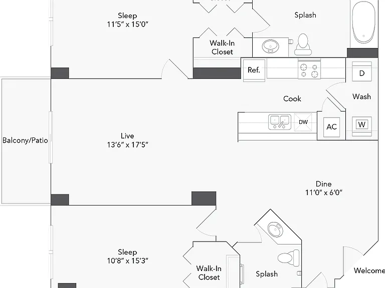 Cleveland | 2-Bedroom Floorplan Cleveland | 2-Bedroom Floorplan