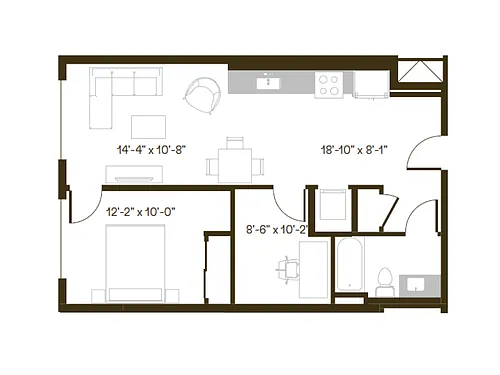 Floor plan 1 Bedroom, 1 Bath A7