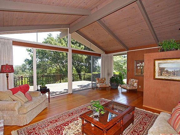 Living room with walls of glass