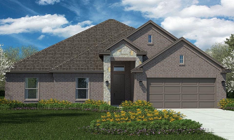 Front Elevation - D.R. Horton''s OdessaFloorplan Elevation A - All Home and community information, including pricing, included features, terms, availability and amenities, are subject to change at any time without notice or obligation. All Drawings, pictures, photographs, video, square footages, floor plans, elevations, features, colors and sizes are approximate for illustration purposes only and will vary from the homes as built.